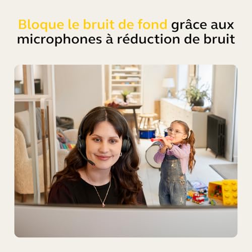 Jabra Engage 55 - Micro-casque stéréo sans fil avec adaptateur DECT, Microphone à réduction de bruit, Portée étendue et base de chargement - Certifié Google Meet/Zoom - Compatible UC - Noir