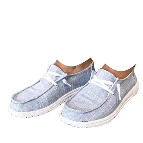 ORANDESIGNE Femme Espadrilles Slip On Chaussures en Toile Chaussures Bateau Mocassins à enfiler Filles Chaussures Plates Gris 39