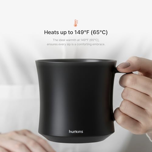 HURKINS Smug Mug Warmer V2 | Premium Temperature Control Mug & Heating Base | 55 °C (131 °F) Smart Warming | 1-Year Replacement Warranty | Gift Ready Packaging | USB-C Charger (Grande Black) by hurkins - Image 2
