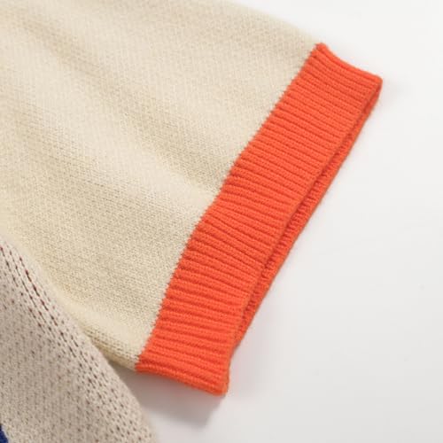 OXKNIT Vintage Polo Shirt for Men's Art Graphic V-Neck Knitted Short Sleeve Polo Shirt4