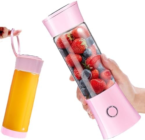 Toycol Portable Blender Mini Personal Size Blenders for Smoothies and Shakes Travel Juicer Cup Smoothie Maker with Updated 6 Blades USB Rechargeable Fruit Mixer with 4000mAh Battery16Oz Pink