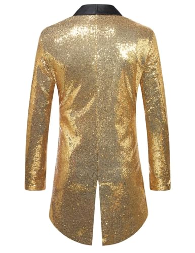 Mens Sequin Tuxedo Tails Slim Fit One Button Tailcoat Dress Coat for Stage Performance Party Prom2