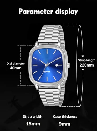 Image of Shocknshop Stainless Steel Analog Square Dial Date Display Unisex Wrist Watch for Men & Women -WCH136