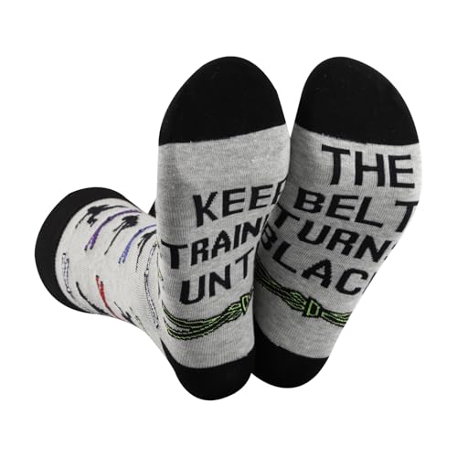 LEVLO Taekwondo Socks Karate Gift Keep Training Until The Belt Turns Black Taekwondos Sock Martial Arts Lover Merch