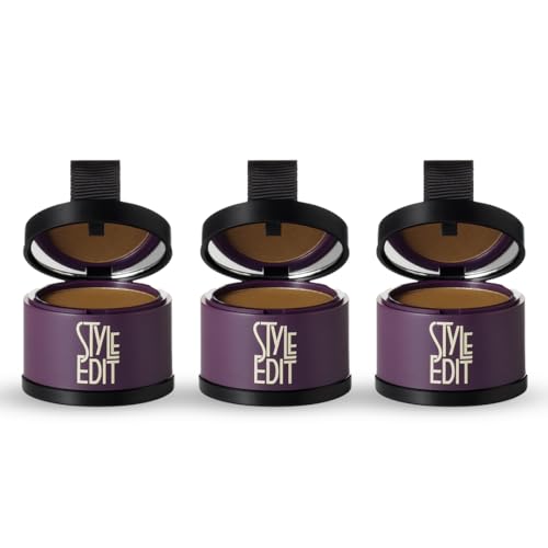 Image of Style Edit Root Touch Up Powder | Temporary Hair Color for Gray Roots and Thinning Hair | Salon-Quality, Transfer-Resistant Hair Concealer | Medium Brown, 0.13 oz (Pack of 3)