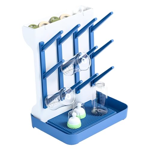 Tanxemery Babyflaschen Abtropfgestell Weiß Blau