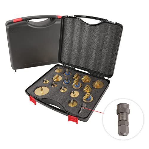 Adaptateur Purge Liquide Frein Voiture - MOTOCOCHE 16PCS Connecteur Maître-Cylindre Liquide Frein Purge Frein Adaptateur en Métal pour Purge Liquide Frein ou Recharge(avec Raccord Rapide) Cover