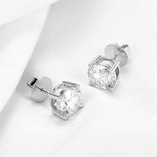 Doveggs 14K White Gold Post 4Ct 8Mm G-H-I Color Cut Moissanite Stud Earring Push Back K Gold Quality Silver Earrings For Women #TOP2
