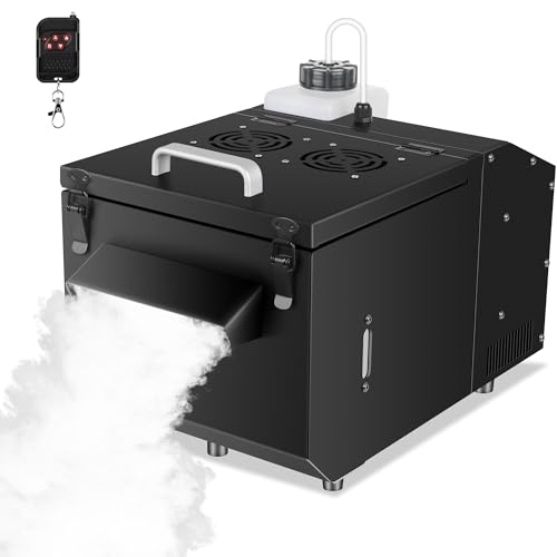 Telbum 1200W Boden Nebelmaschine mit Fernbedienung, Wasserbasierte Nebelmaschine Bodennebelmaschine, DMX 512, Manuelle Steuerung,Timerfunktion, Rauchmaschine für Hochzeit, Party, DJ, Bühne, Halloween