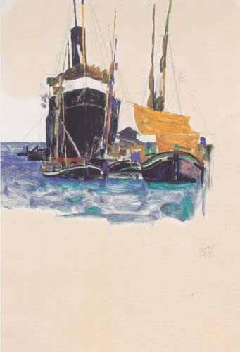 Tableau Bateaux à vapeur de Trieste, impression d'art de haute qualité