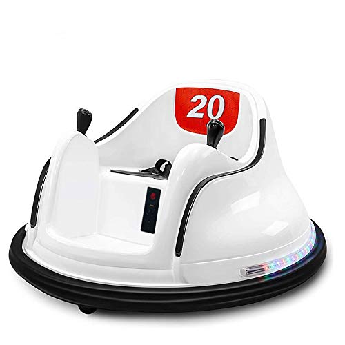 Rainbow Sophia NaNoGoGo Kids Toy Ride-On Bumper Car Vehicle Remote Control 360 Spin ASTM-Certified (White)