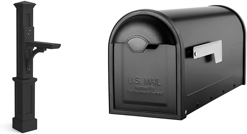 Mayne 580B00300 Newport Mail Post and Architectural Mailboxes 8830B-10 Winston Mailbox Bundle, Black