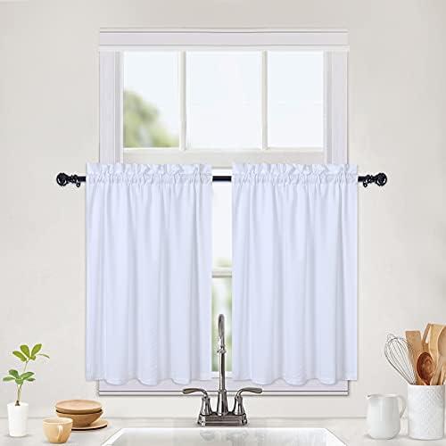 CAROMIO Waterproof Kitchen Curtains Embossed Textured Tier Curtains ...