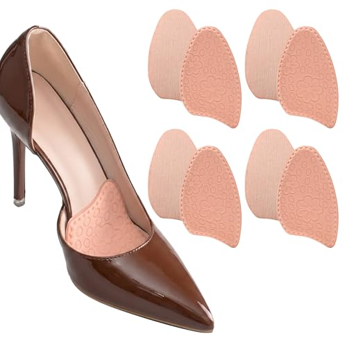 Almohadillas para el antepié para mujeres: 4 pares de cojines para el antepié para tacones altos de punta fina, plantillas que alivian el dolor de la planta del pie y la metatarsalgia