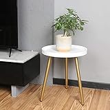 EXILOT Round Side Table, Wooden Tray Table with Metal Tripod Stand,Modern Home Decor Nightstand Coffee Tea End Table Accent Tables for Living Room Bedroom Office Small Spaces, 18' H x 15“ D