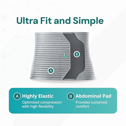 OPPO 2360 Abdominal Binder - Breathable Postpartum Postoperative Wrap - Compression Wrap for Men and Women (Grey, Small, 1-Pack)