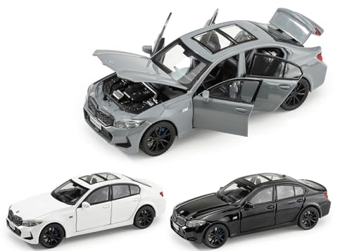 Image of 1:32 Scale B-M-W 320i Alloy Die-Cast Car Model with Door-Activated Light & Sound | Openable Doors, Hood & Trunk | Metal Toy Car for Kids & Collectors (No Pull Back) (Black Color)