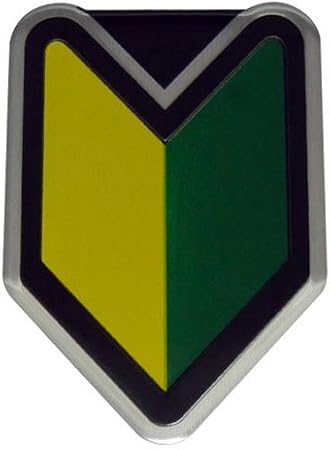 Green Yellow Shoshinsha Wakaba Mark New Beginner Driver Real Aluminum Emblem Badge Nameplate Compatible with Honda Acura Nissan Mazda Mitsubishi Toyota Lexus Suzuki Scion Daihatsu Subaru JDM