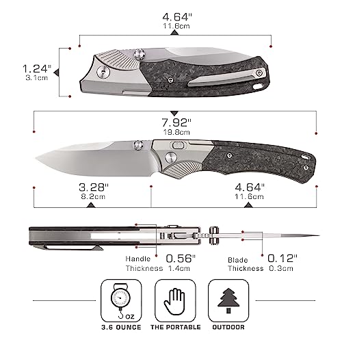 REMETTE Faca de bolso de titânio série WD107, faca de bloqueio de botão EDC, lâmina perolada M390, m