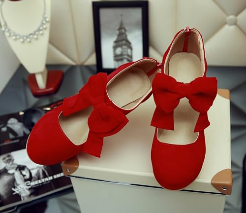 DEERBUNNY Women's Suede Platform IN4 Stiletto Pumps Back Zipper Cute Bows-Knot High Heels Pump Shoe Wedding Party Office Dress Shoes3