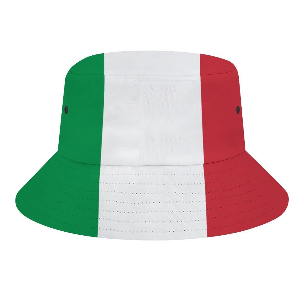 National Flag Bucket Hat for Men Women Patriotic Fisherman Hats Summer Sun Cap for Game Day,Travel, Beach, Fishing, Italy, One size