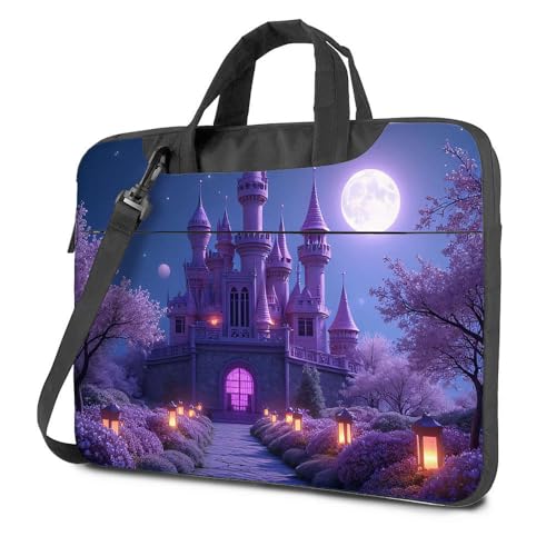 Housse ordinateur 14 pouces château magique sacoche PC lune pour femme