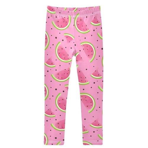 Girls' Leggings Ankle Length Printed Leggings Juicy Bright Watermelon Soft Comfortable Pants for Kids 4-10 Years
