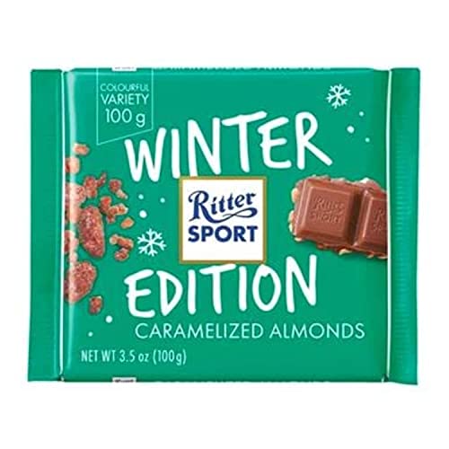 Ritter Sport Winter Edition, Caramalized Almonds, 3.5 Ounce Chocolate Bars - 12 Count Box #TOP3