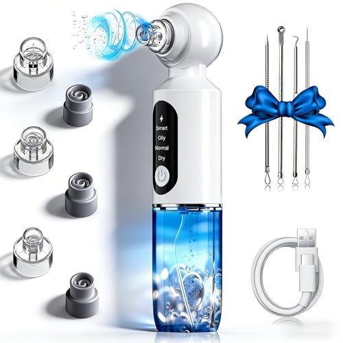 Shiptree Mitesserentferner Porenreiniger Gesicht Mitesser Entferner Sauger Nase Akne Pickelsauger mit 4 Modi 6 Saugspitzen & Sichtbarem Wassertank, 75 kpa Super Saugkraft