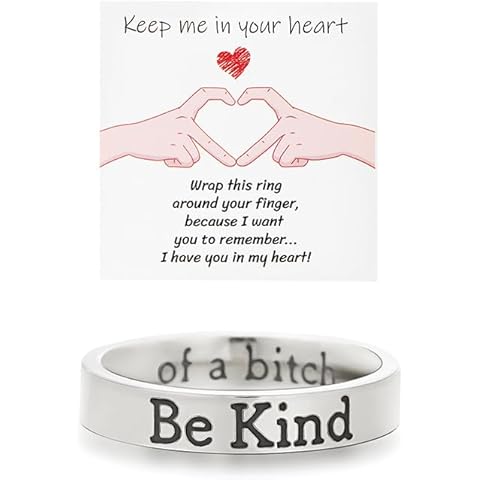 beemean Be Kind Of A Bitch Ring For Women，To Sorority Sisters Best Friends Inspirational Motivational titanium steel Friendship Gift Jewelry (Silver-6) Cover
