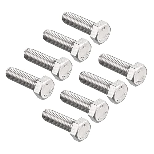 sourcing map M12 Hex Bolt M12-1.75 x 40mm 304 Stainless Steel 4.8 Grade Fully Threaded Hexagonal Head Screw Bolts 8pcs