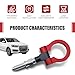 Cuymoap Car Front Bumper Tow Hook, Screw-on European Threaded Racing Style D-ring, Alloy Anti-rust Trailer Recovery Towing Hook, Modification Accessory for Most Car Truck SUV (Red)