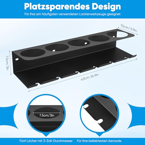UPROZIL Dosenhalter 2Stück,Spraydosen,Sprühdosenhalter,Metall-Wandhalterung mit 5 Schlitzen,Platzsparendes Spraydosenregal & Werkzeug-Organizer für Werkstatt, Garage & Zuhause