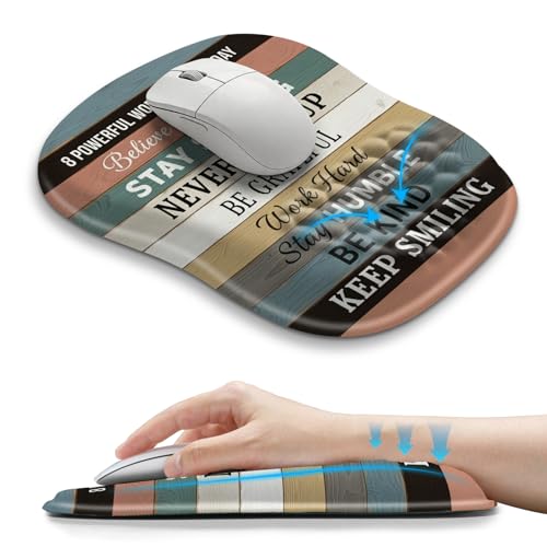 Hokafenle Ergonomic Wrist-Hugging Mouse Pad Wrist Support, U-Shaped Holding Wrist Rest Mousepad for Carpal Tunnel Pain Relief with Cushioned Memory Foam Slope Massage Bulge (10.2x8.3 in,Believe)