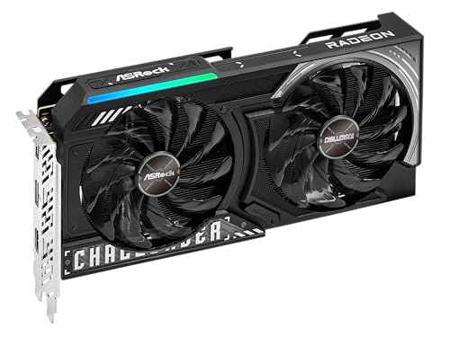 Image of ASRock Radeon RX 9060 XT Challenger 16GB GDDR6 OC Graphics Card | 3300 MHz Boost | Dual Fan | 0dB Cooling | Metal Backplate | PCIe 5.0 | DisplayPort 2.1a, HDMI 2.1b