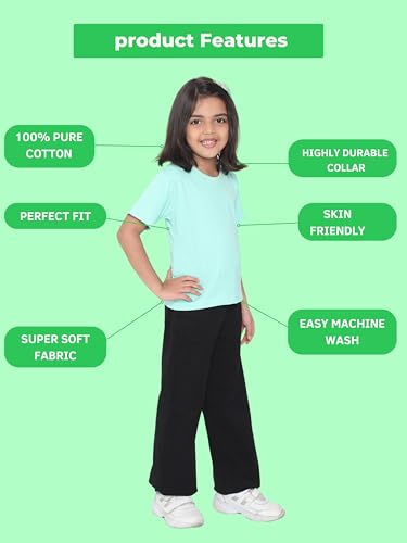 Image of Girl's Solid Regular Fit Half Sleeve 100% Pure Cotton T-Shirt