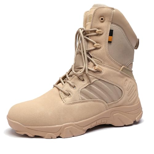 Kervaky Men's Tactical Boots side zipper Military Work Combat Boot Suede Leather Army Jungle Boots