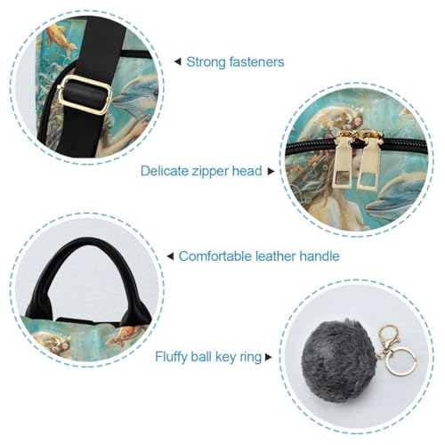 Image of ALAZA Sea Mermaid with Dolphins Fish Trips Hiking Camping Rucksack Pack for Women