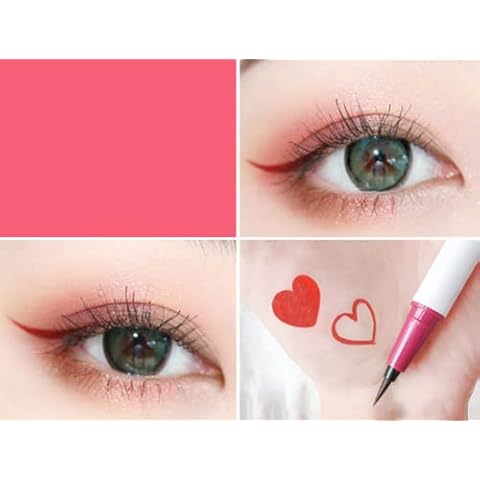 ICATUENY Eyeliner Colores Waterproof con Punta Fina Rojo Cover