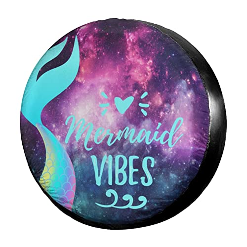 Image of Delerain Mermaid Tail Spare Tire Covers for Trailer SUV Truck and Many Vehicle, Wheel Covers Sun Protector Waterproof, (14 Inch for Diameter 23 inch-27 inch)