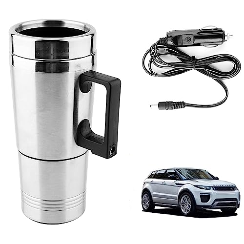 Image of Oshotto 12V Stainless Steel Car Heating Kettle /Mug, Travel Friendly electric Tea /Coffee maker Compatible with Land Rover Range Rover Evoque (300ml) - Silver