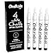 Extra Fine Tip White Chalk Markers | 1mm Nib | Pack of 4 Chalk Pens - Use on Chalkboard, Windows, Blackboard, Signs, Glass, Bistro - Water Based, Non-Toxic, Wet Wipe Erasable