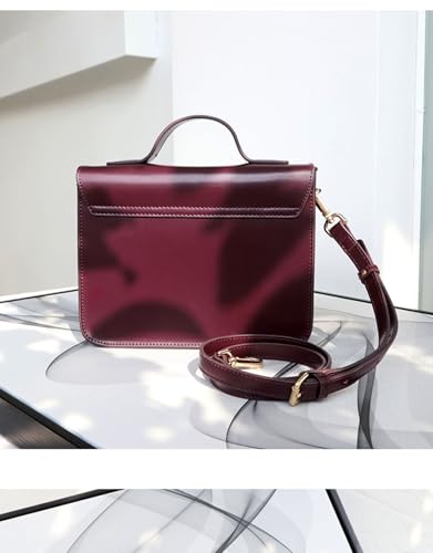 Retro Leather Messenger Bag Women - Cowhide Crossbody, College Style, Small Square Bag, Shoulder Bag4