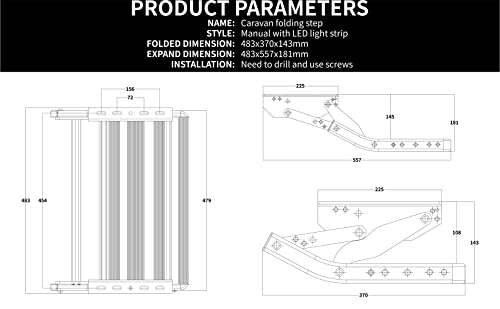 Xswlhh Manual Aluminum Alloy Folding Single Step With 12V Led Light, Ladder, Telescopic Pedal Anti Skid, For Motorhome Rv Camper Van Travel Trailer Caravan #TOP5