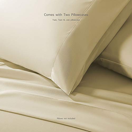 BASIC CHOICE Brushed Microfiber Bed Sheet Set, Beige, California King 4 Pieces