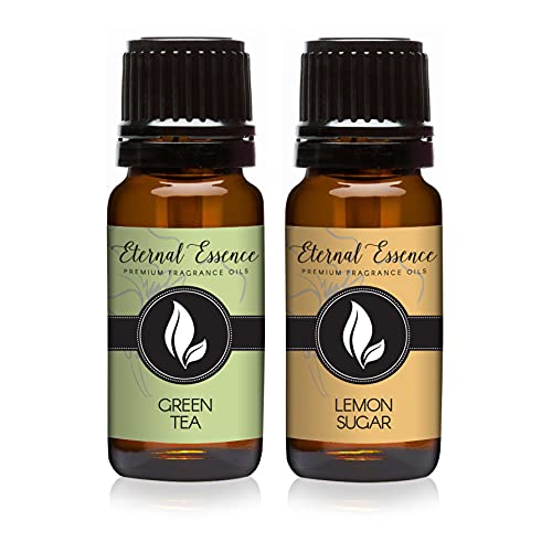 Image of Eternal Essence Oils 2 Pack 10ml Premium Fragrance Oil - Green Tea & Lemon Sugar - for Candle, Soap Making, Aromatherapy, Diffusers, Home Care, & Humidifiers