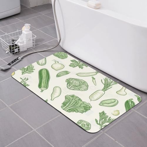 Tapis de bain antidérapant luffa vert lavable et drainant - 3