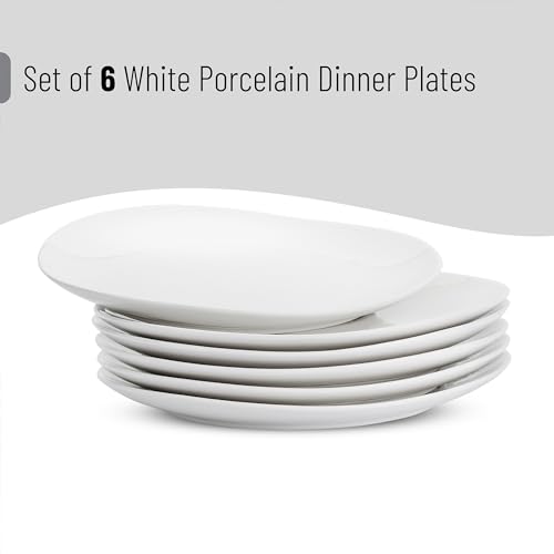 BTaT- White Porcelain Dinner Plates, Set of 6, 11 Inch, Triangular Modern Style, Ceramic, Dishwasher & Microwave Safe by Brew To A Tea - Used condition - US$25.07