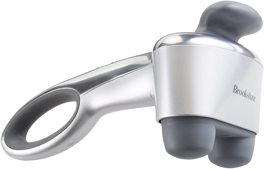 Brookstone Cordless Neck, Back Percussion Massager | Deep Kneading Dual-Node | Portable Light-Weight | Rechargeable