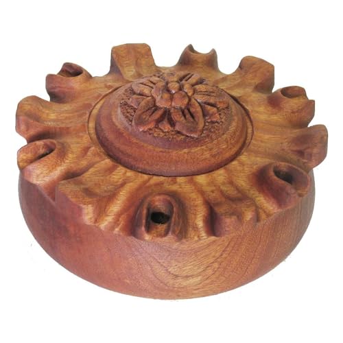 Coppa dell'amicizia valdostana 6 Becchi Liscia Legno Mogano diam 20 cm ca con ricetta per preparare Il caffè alla valdostana